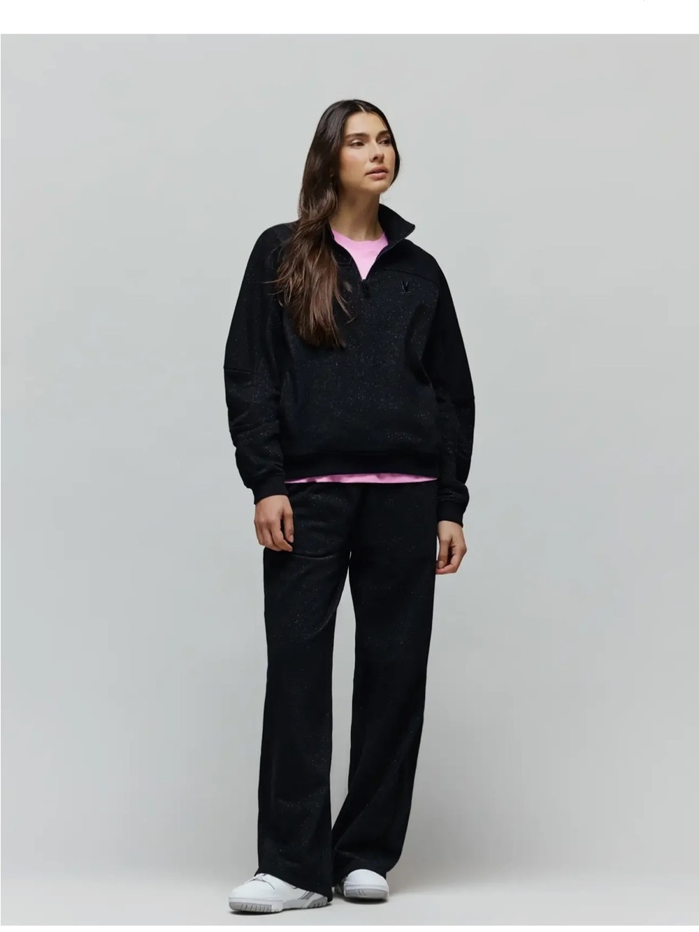 Psycho Bunny Womens Jules Lurex zip pullover and Sweatpant set